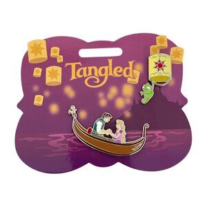 Disney Store Tangled Rapunzel Flynn Rider Pascal 2 Pin Set